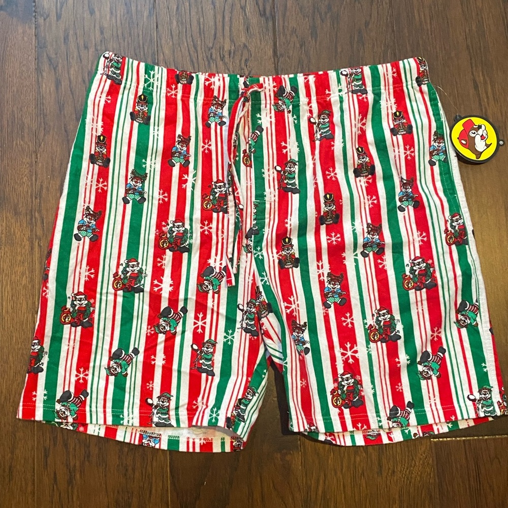 NWT Buc-EE's Christmas Beaver Drawstring Flannel Sleep Lounge Shorts XXL